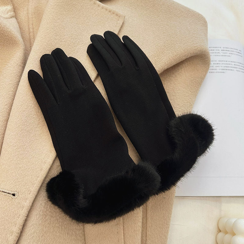 Warm Gloves Autumn And Winter Women's Cycling And Driving Lengthened Dralon