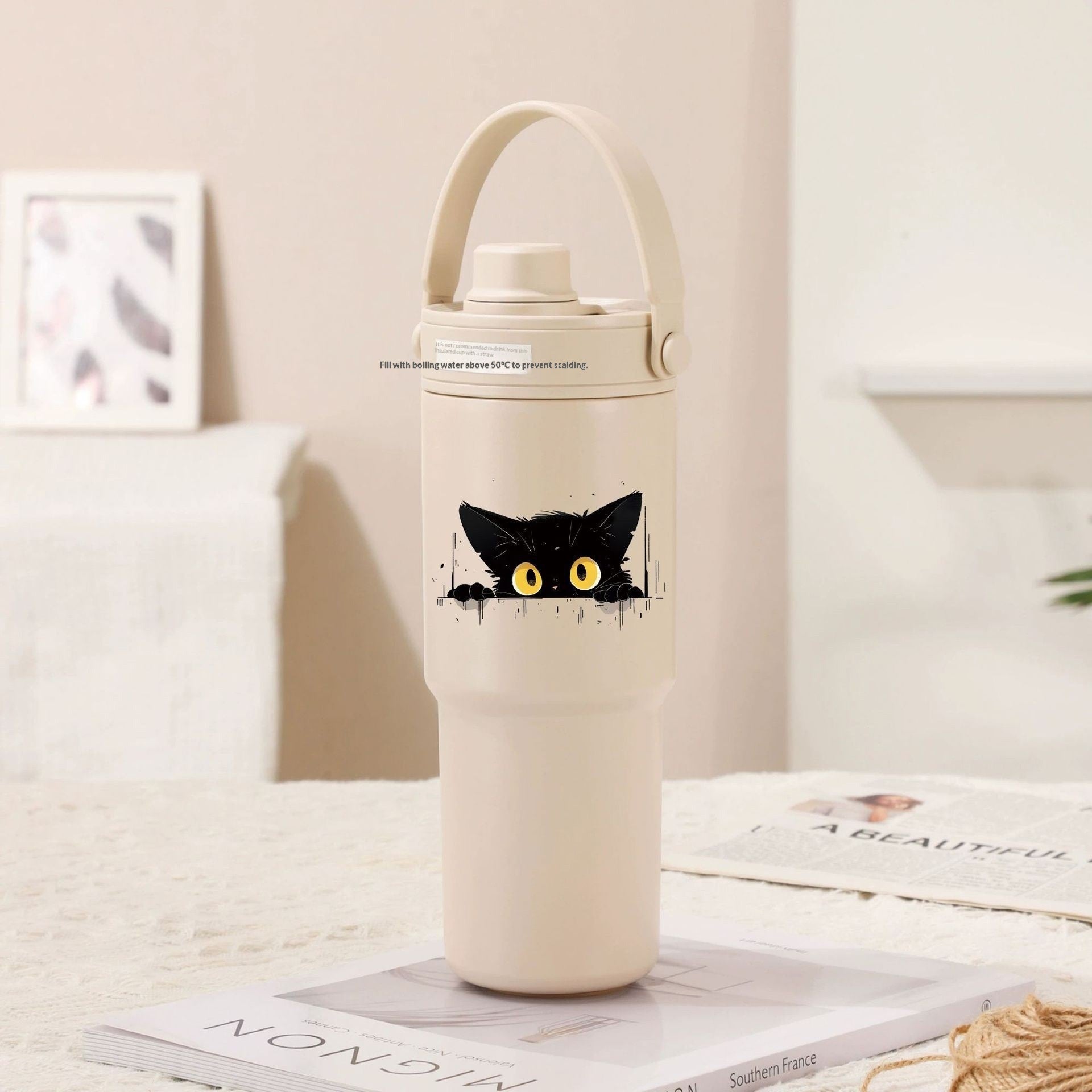 Ceramic Inner Liner Insulated Large Capacity Hand-held Straw Cup