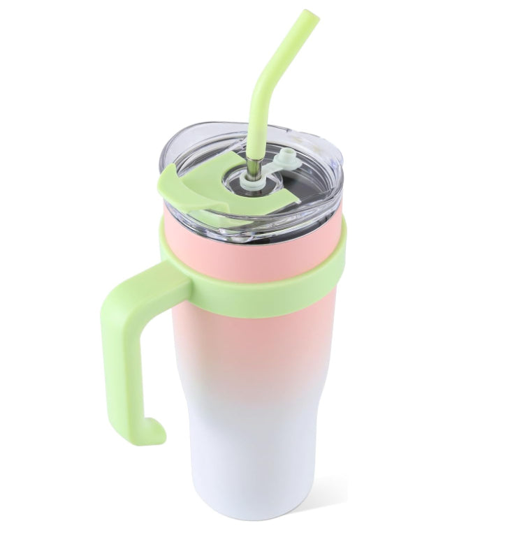 Tumbler With Straw Lid Insulated Travel Tapered Mug Gift Coffee Cup Holder Friendly Keep Cold Or Hot Sweat Proof Resuable trendy Bottles,