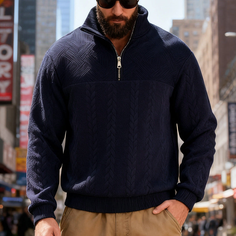 Casual Loose Zip-up Hooded Long Sleeve Stand Collar Sweatshirt Jacket