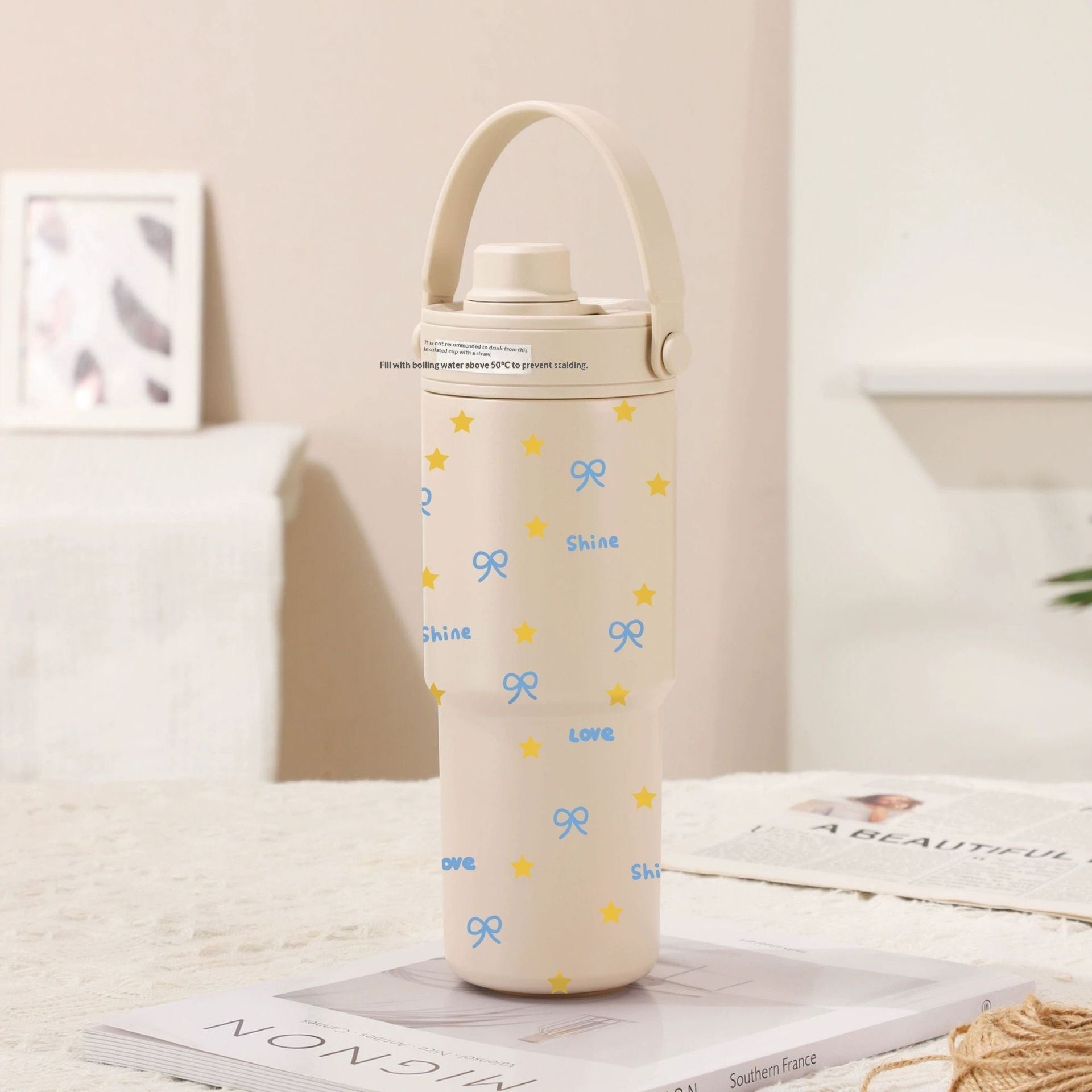 Ceramic Inner Liner Insulated Large Capacity Hand-held Straw Cup