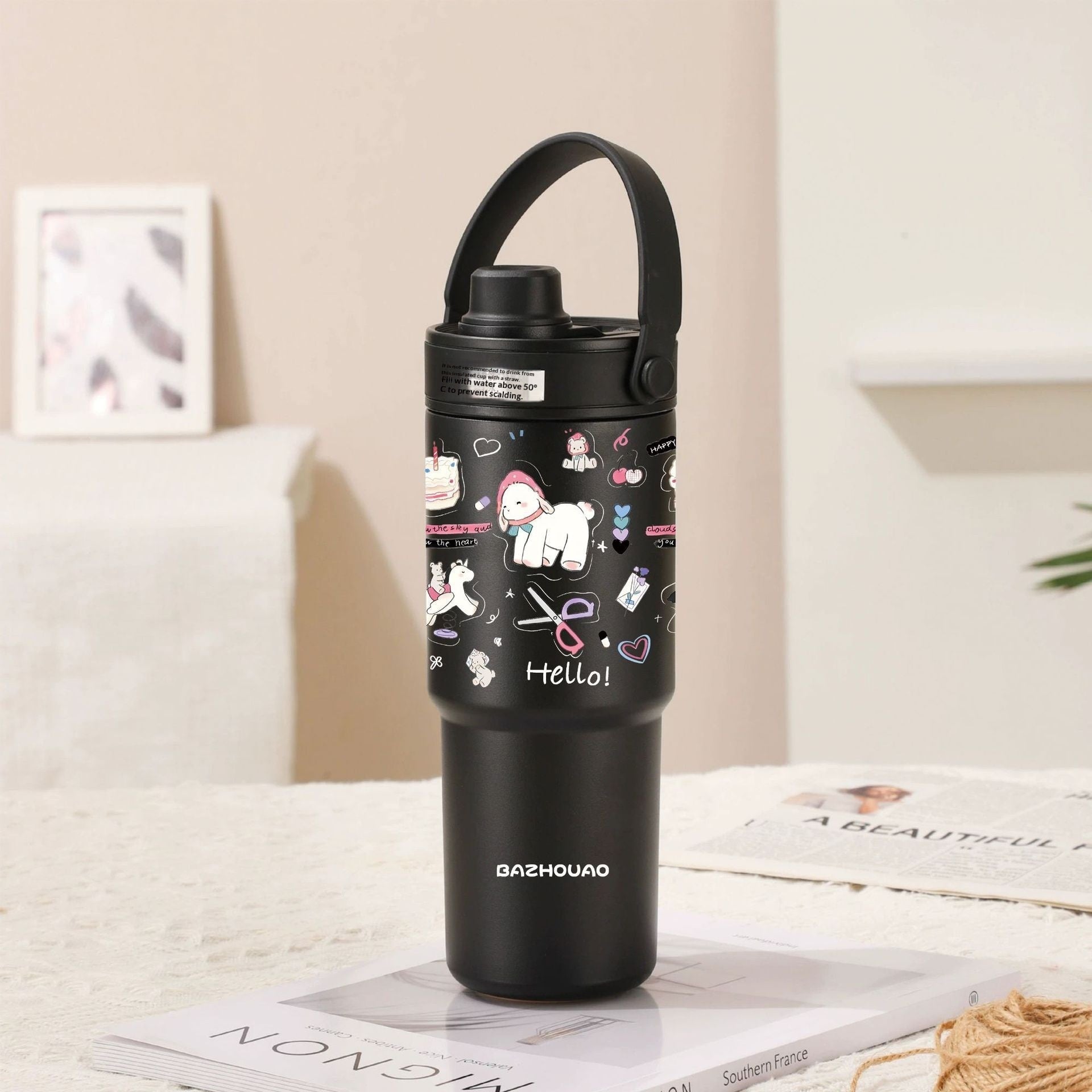 Ceramic Inner Liner Insulated Large Capacity Hand-held Straw Cup