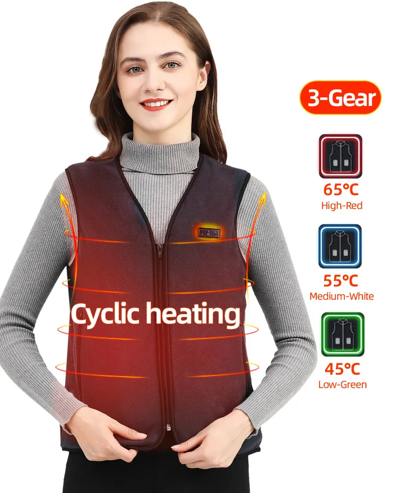 Usb Heated Vest Men Women Rechargeable Warming Self Heating Vest Fleece Electric Heated Jacket Clothing Thermal Waistcoat