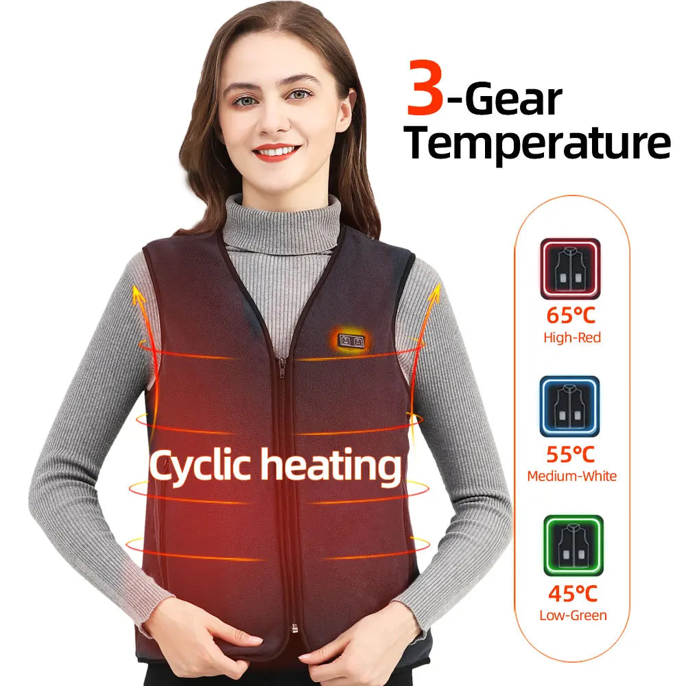 Usb Heated Vest Men Women Rechargeable Warming Self Heating Vest Fleece Electric Heated Jacket Clothing Thermal Waistcoat