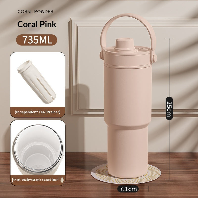 Ceramic Inner Liner Insulated Large Capacity Hand-held Straw Cup