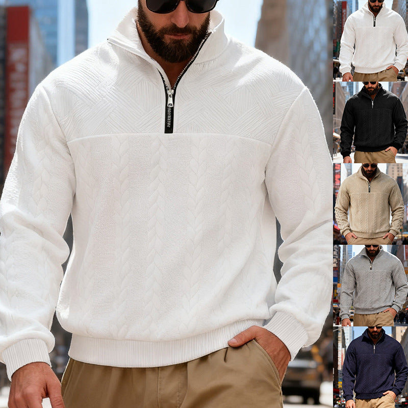 Casual Loose Zip-up Hooded Long Sleeve Stand Collar Sweatshirt Jacket