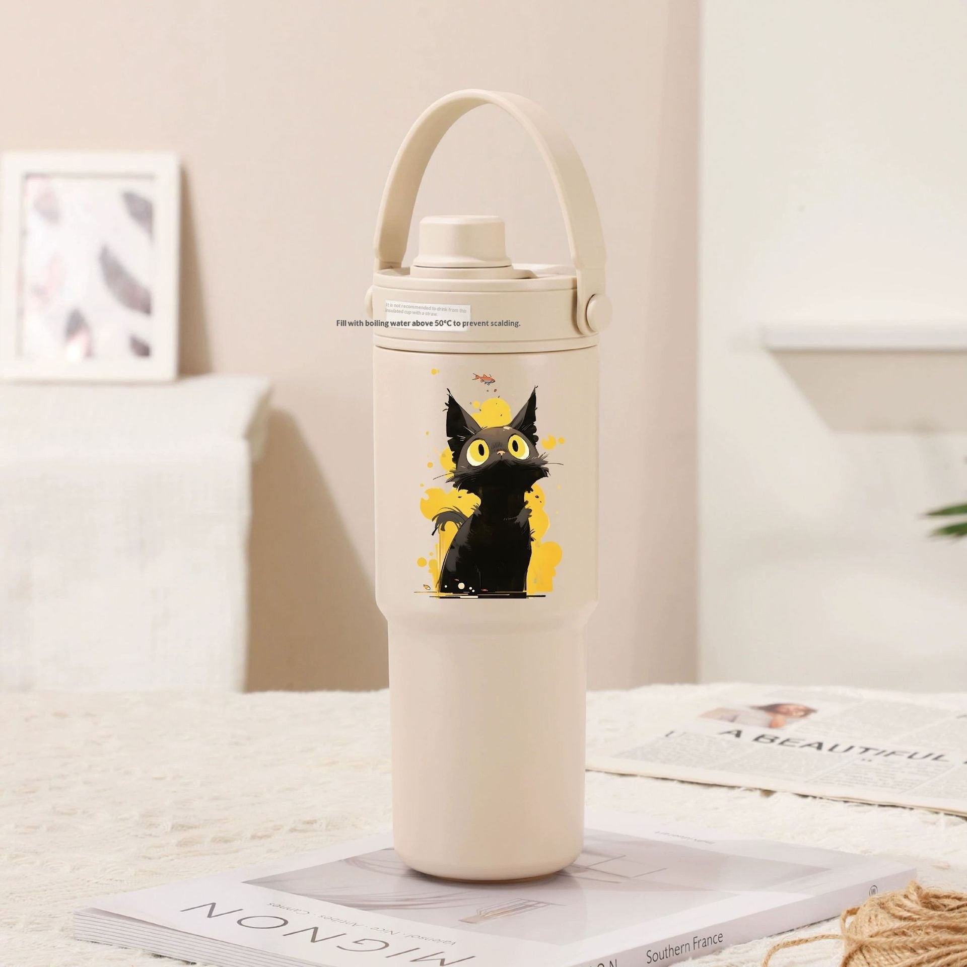 Ceramic Inner Liner Insulated Large Capacity Hand-held Straw Cup