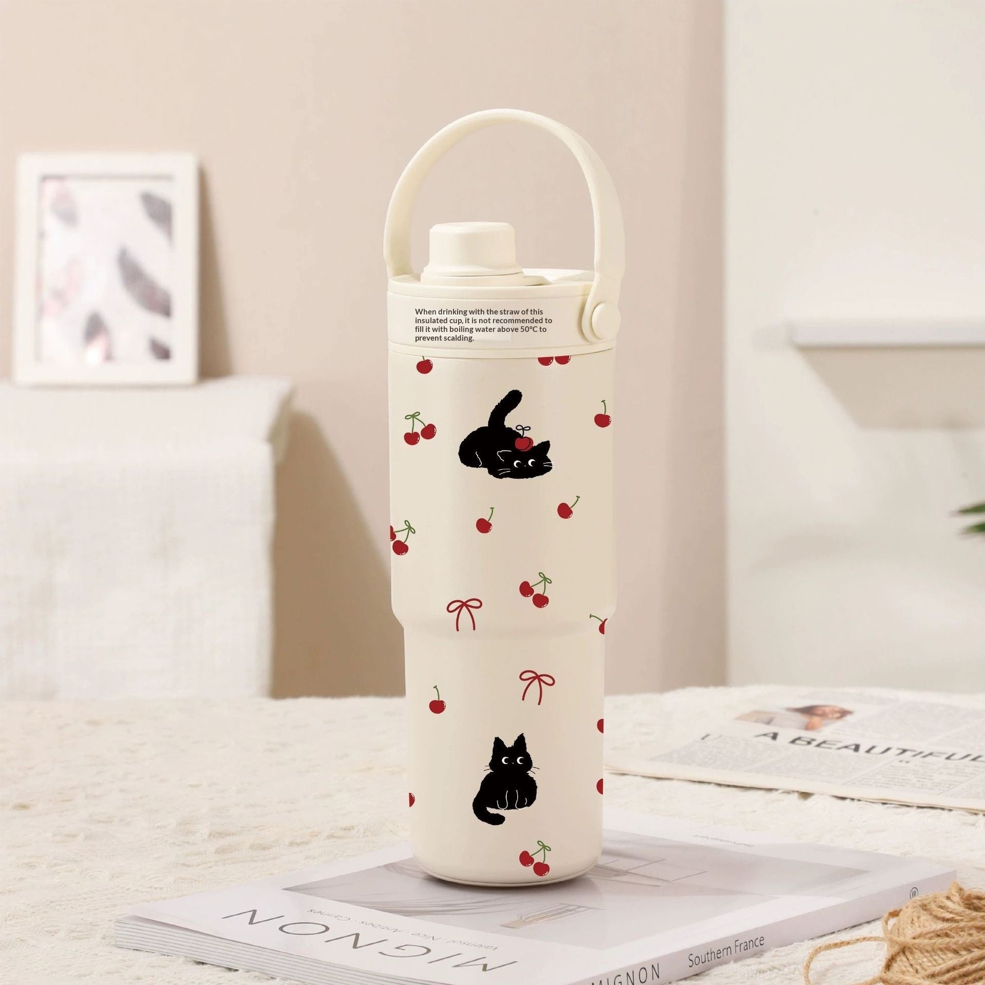 Ceramic Inner Liner Insulated Large Capacity Hand-held Straw Cup