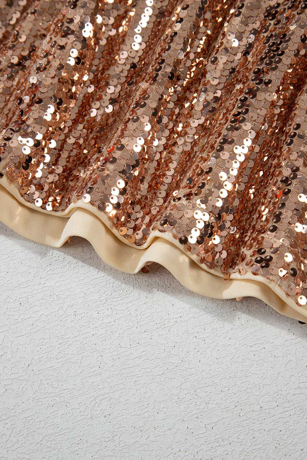 Glimmer Goddess Mini – Gold Sequin Cutout Dress